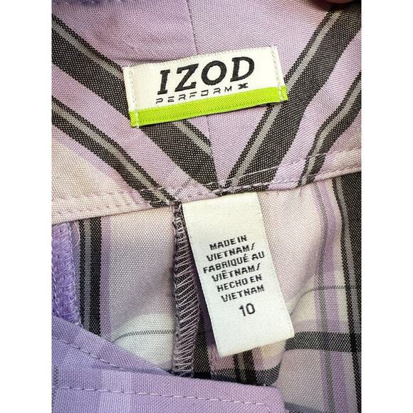 Women's IZOD Purple White Black Plaid Golf Beach Boating Bermuda Shorts Size 10 - Picture 9 of 10